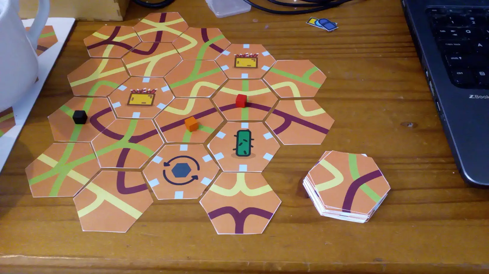 Example game board (during play, prototype stage)