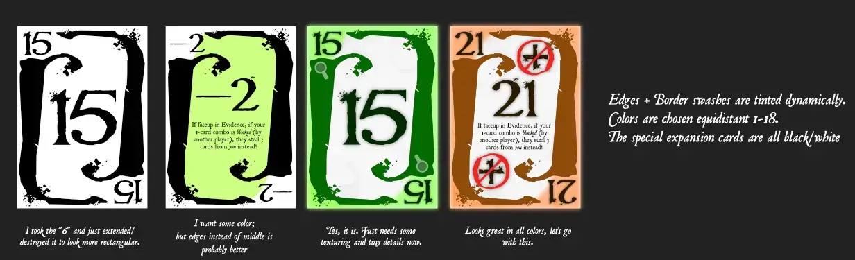 A few steps in the exploration process to find a finished card design. A few steps in the exploration process to find a finished card design.