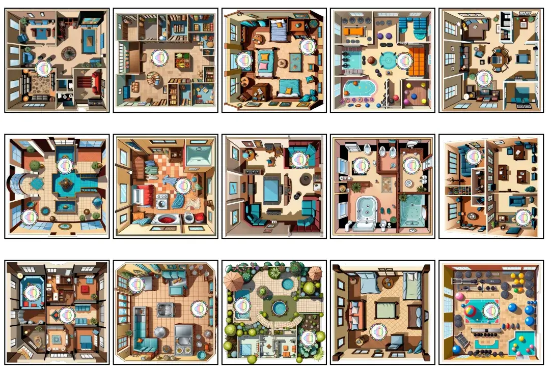 Notice the one or two predetermined &ldquo;hiding spaces&rdquo; on each room.