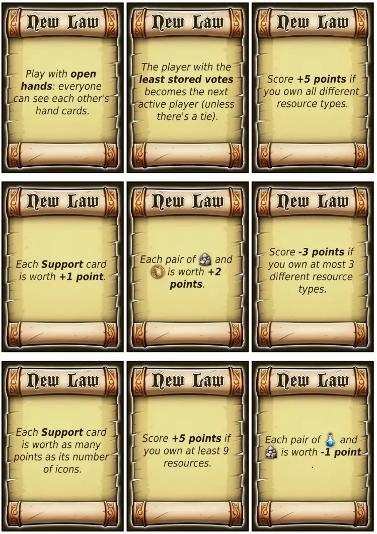 The (near) final version of the Law cards. The (near) final version of the Law cards.