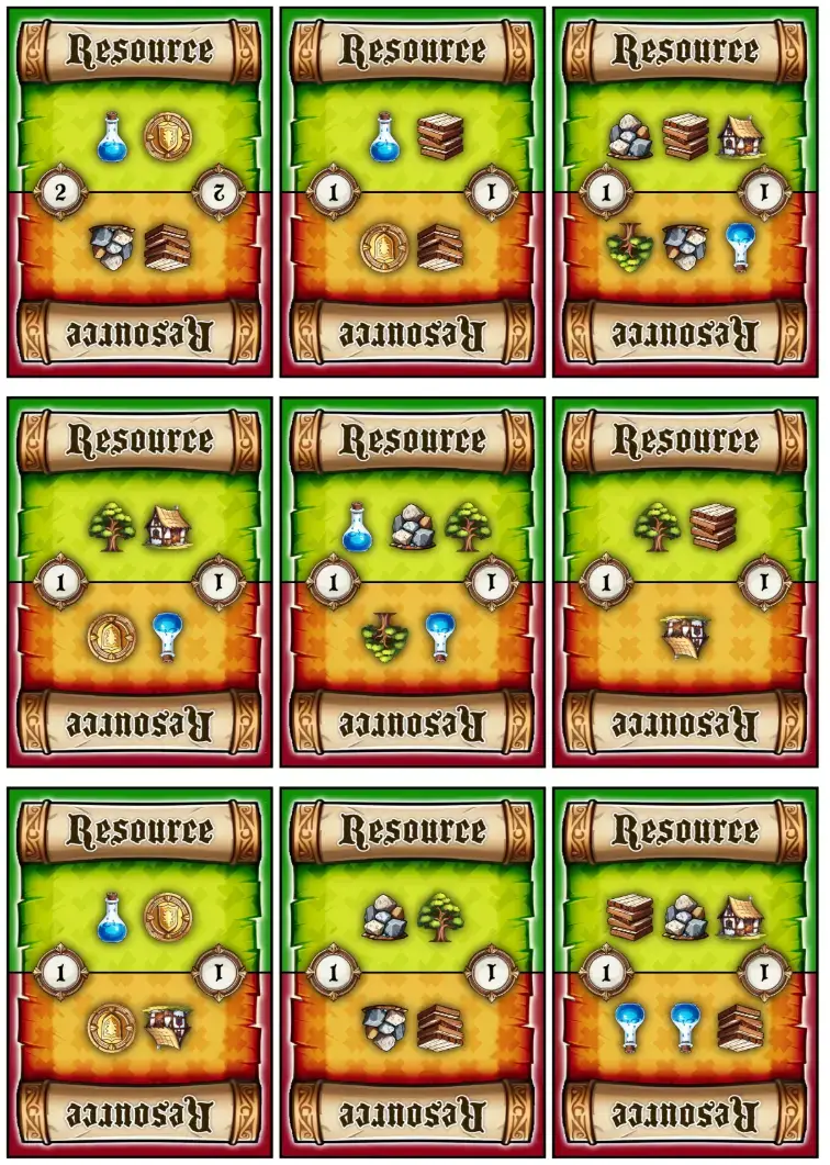 The (near) final version of the Resource cards. The (near) final version of the Resource cards.