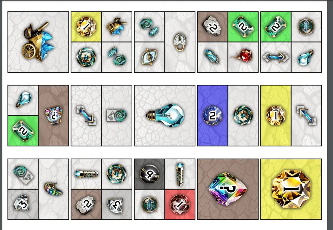 Final material example of expansions, particularly Gemshards that adds multi-icon tiles.