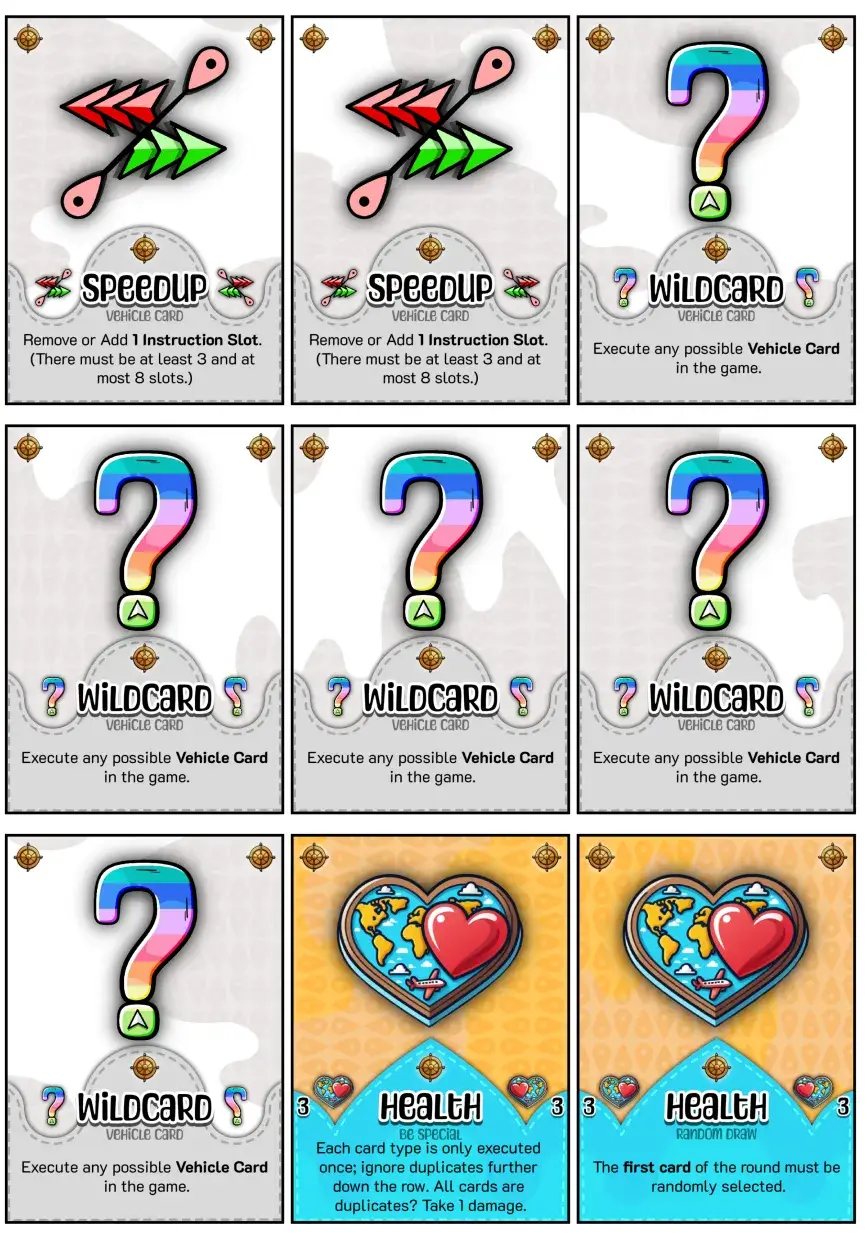 Instruction row tokens, compass token (might not end up using it anywhere), discuss card Instruction row tokens, compass token (might not end up using it anywhere), discuss card