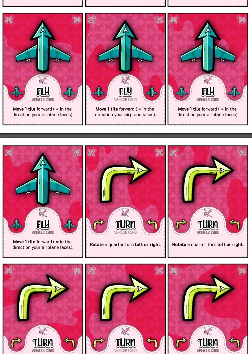 Just 2 examples of the “vehicle cards” for this game. Just 2 examples of the “vehicle cards” for this game.