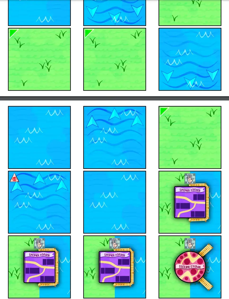 Examples of collectible tiles and empty tiles + notice the faint water currents. Examples of collectible tiles and empty tiles + notice the faint water currents.