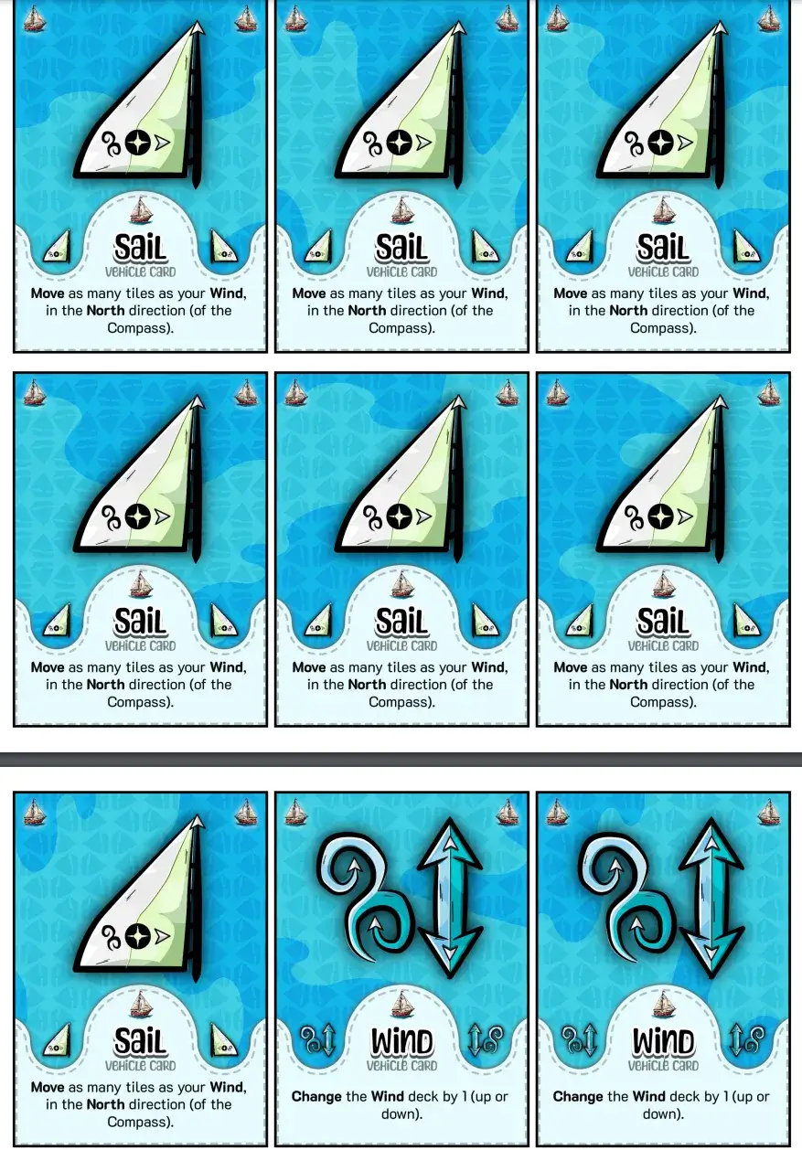 Examples of the main “vehicle cards” for moving your ship. Examples of the main “vehicle cards” for moving your ship.