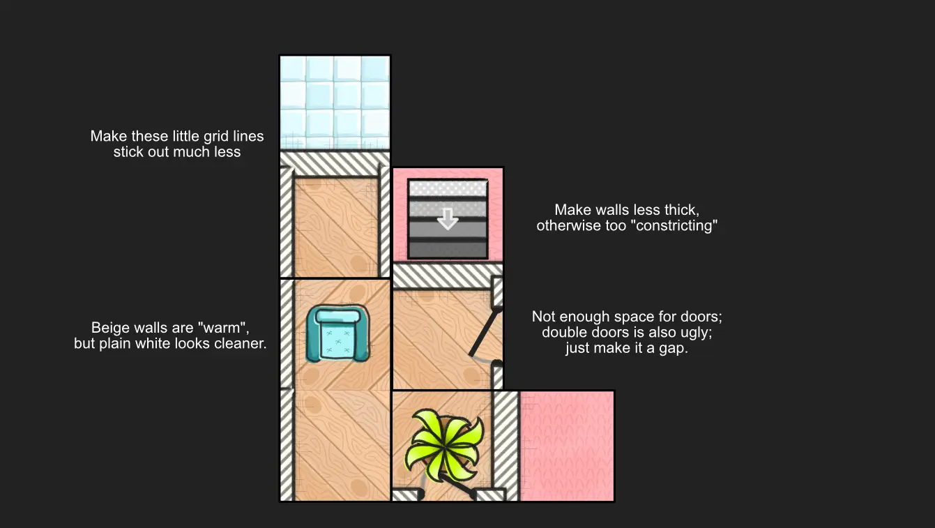 Some initial sketches, test dominoes, comments around it by me.