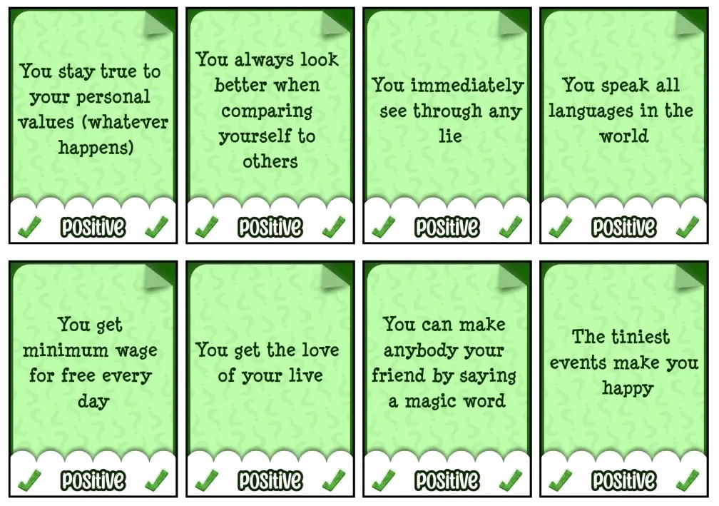 A screenshot of some positive cards from the final material (base pack). A screenshot of some positive cards from the final material (base pack).