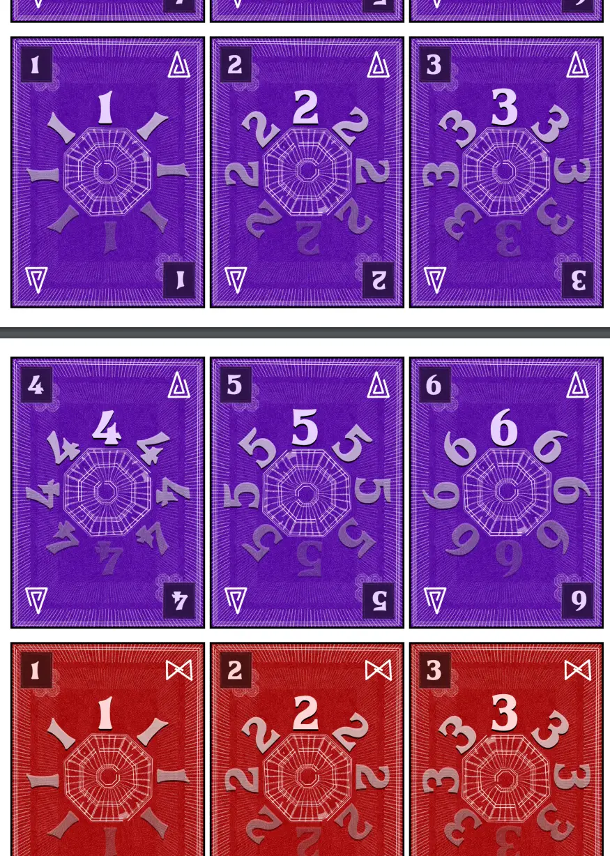 Two of the suits in the game. Regular base game cards.