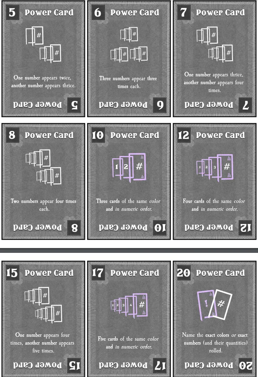 A few of the (middle of the pack) special power cards.