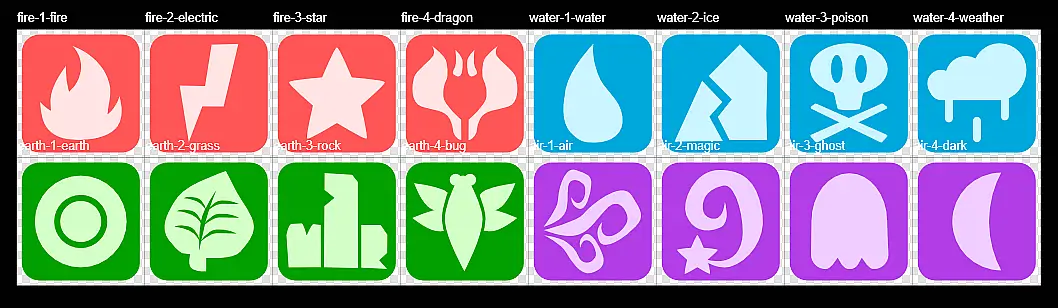 My own set of element/type icons.