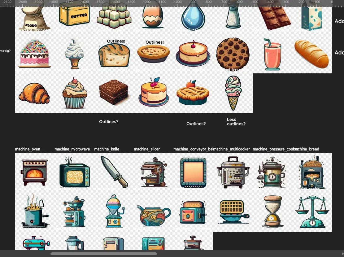 A screenshot from inside my graphics software, with all icons neatly laid out in a spritesheet