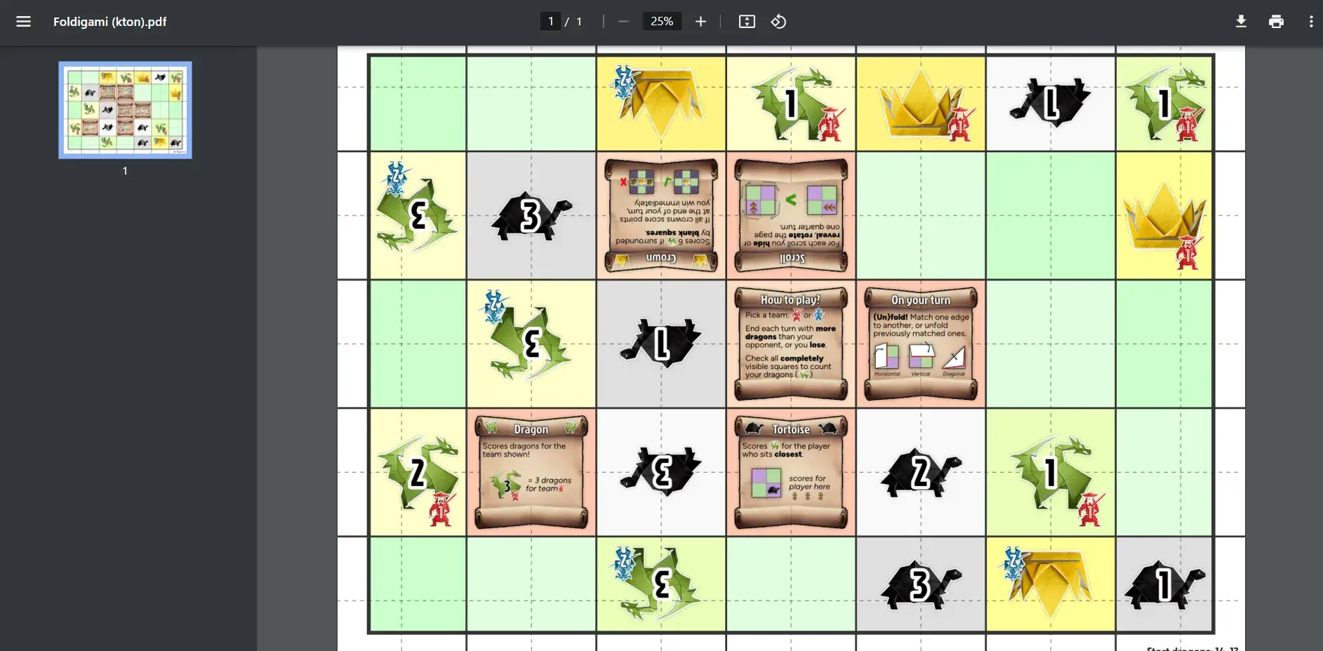 Foldigami latest board from pdf