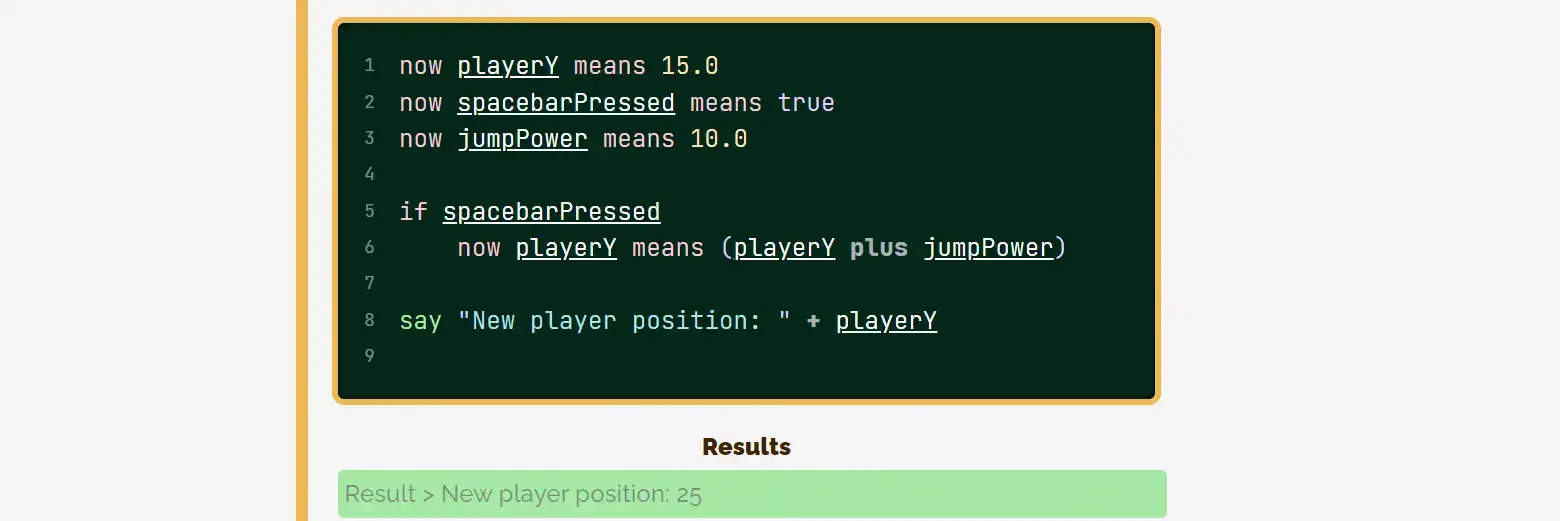 Visual of a highlighted Bamboo code block