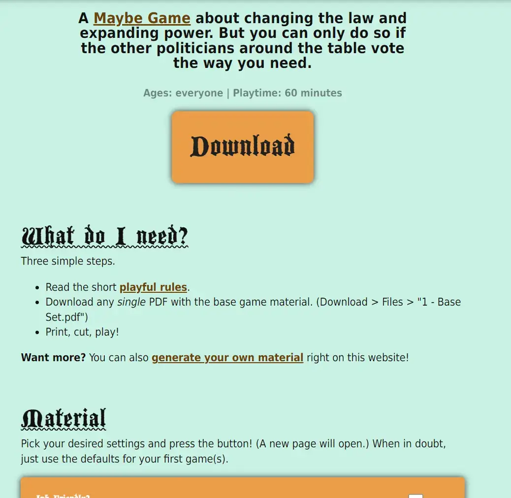 The tagline+metadata is taken from my metadata. The download instructions are identical to almost all other games. The first sentence of the material section is auto-added as well.