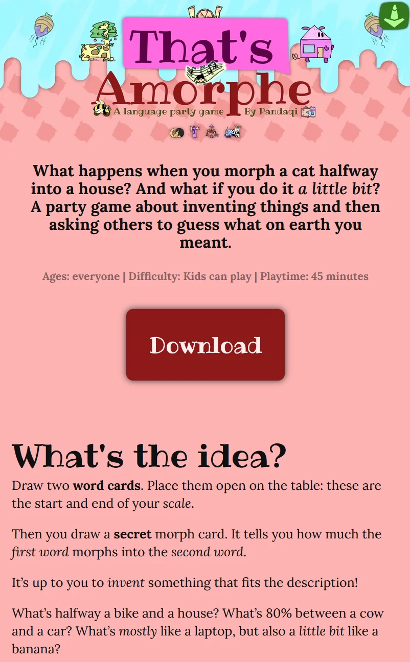 Old free board game project page (one of the first I ever made actually).