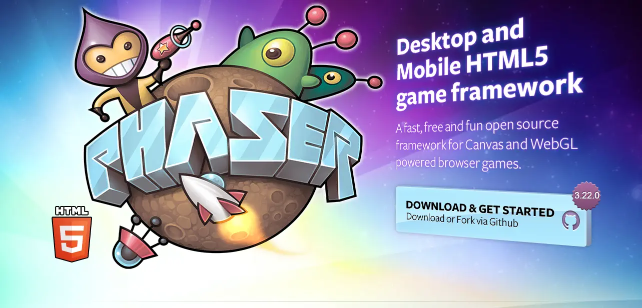 Logo of Phaser.io web game development framework.