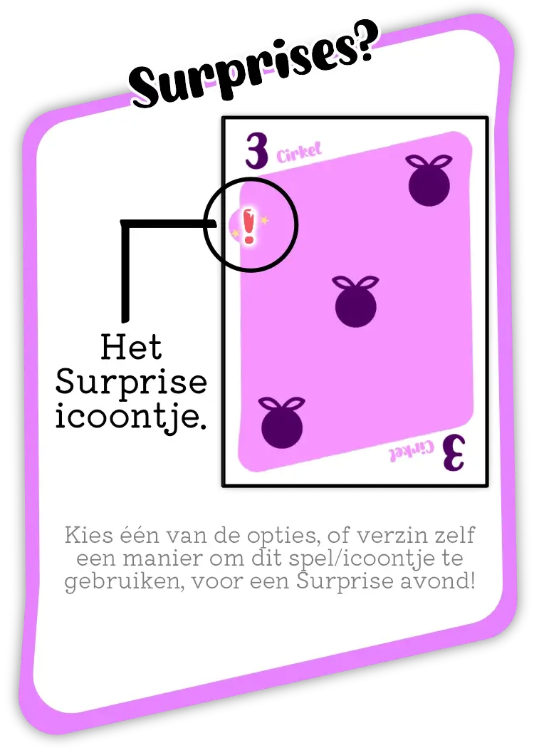 Voorbeeld van icoontje voor surprise op kaarten.