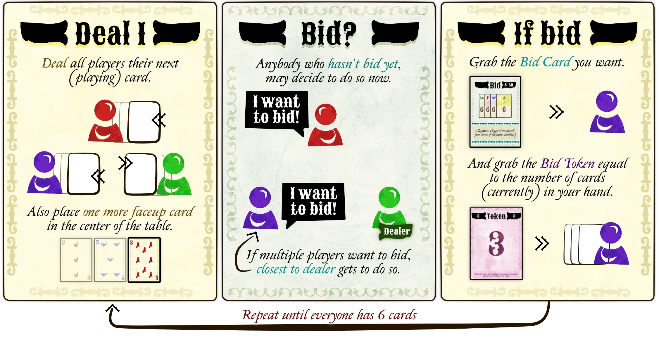 Example of how to deal cards and take bids.