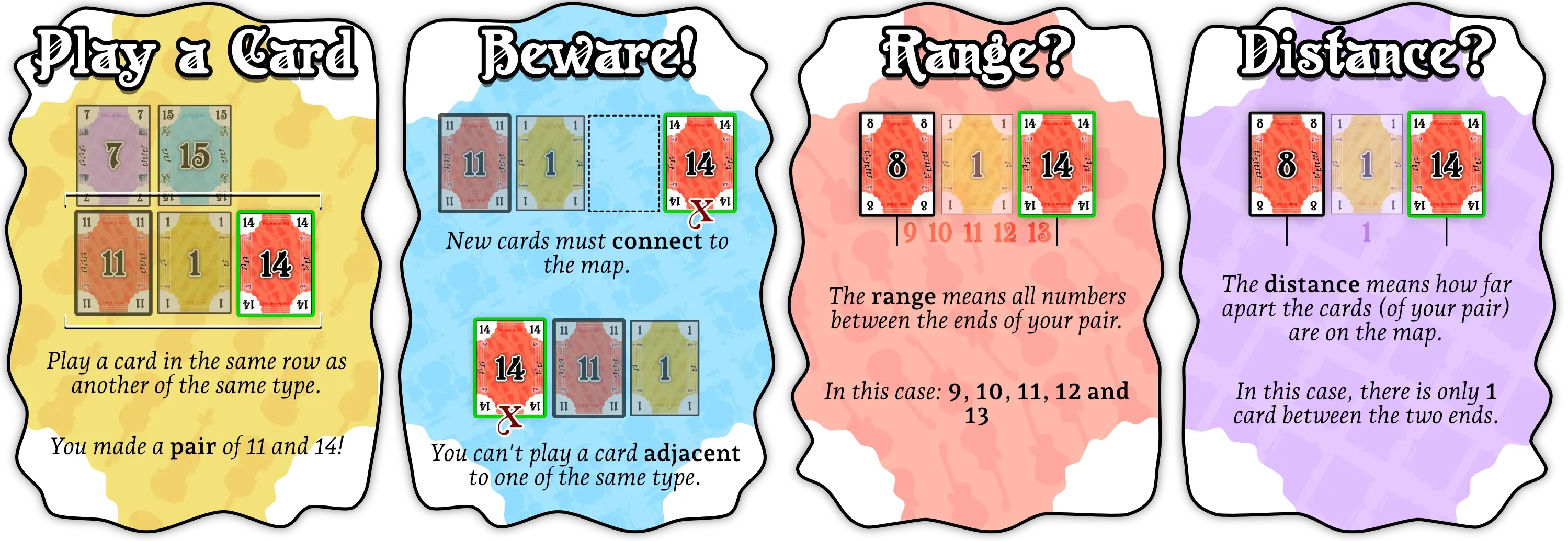 Example of valid card placement and the pair you create from it.