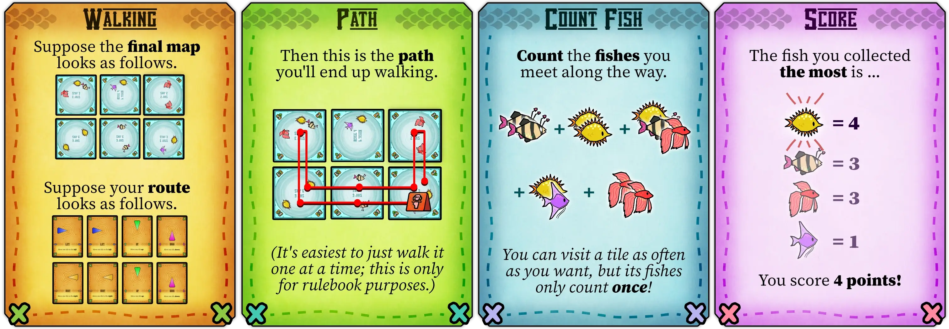 Example of walking your final path over the map and scoring points.