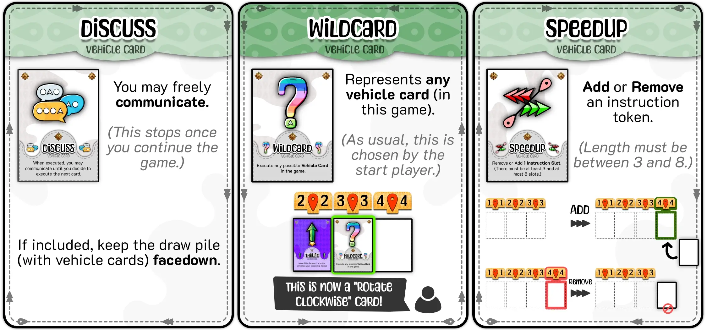 Examples of how to us the three (optional) shared vehicle cards.