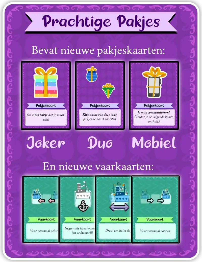 Voorbeeld van de nieuwe pakjes- en vaarkaarten.