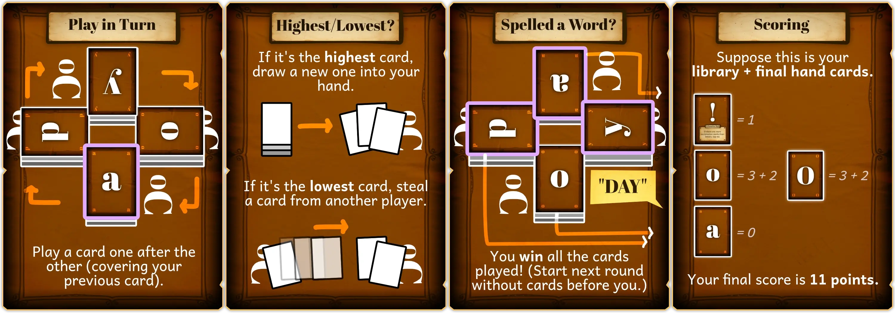 Example of how to play the turn-based variant and how to score at the end.