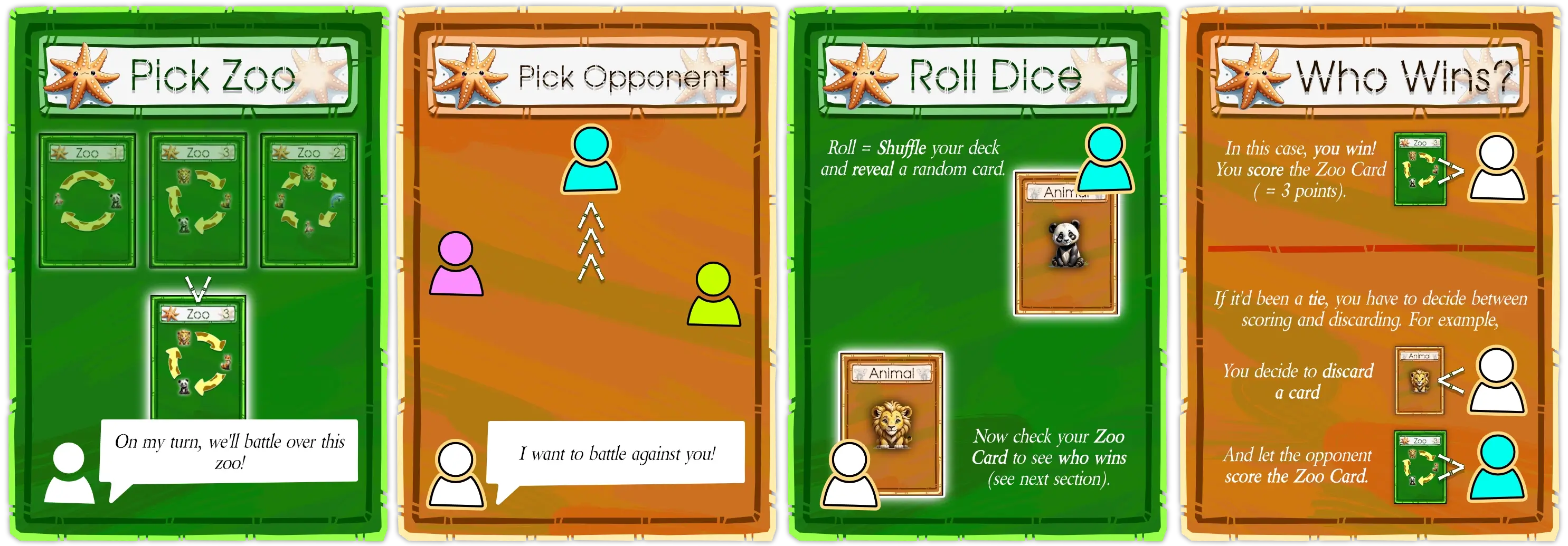 Example of how to play a general turn: pick a battle, roll, resolve winner.