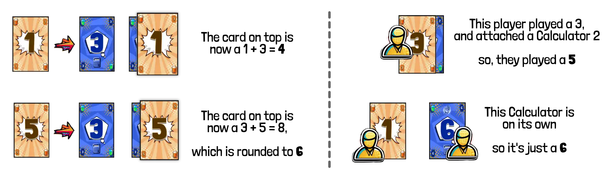 Example of using the Calculator card (in different ways)