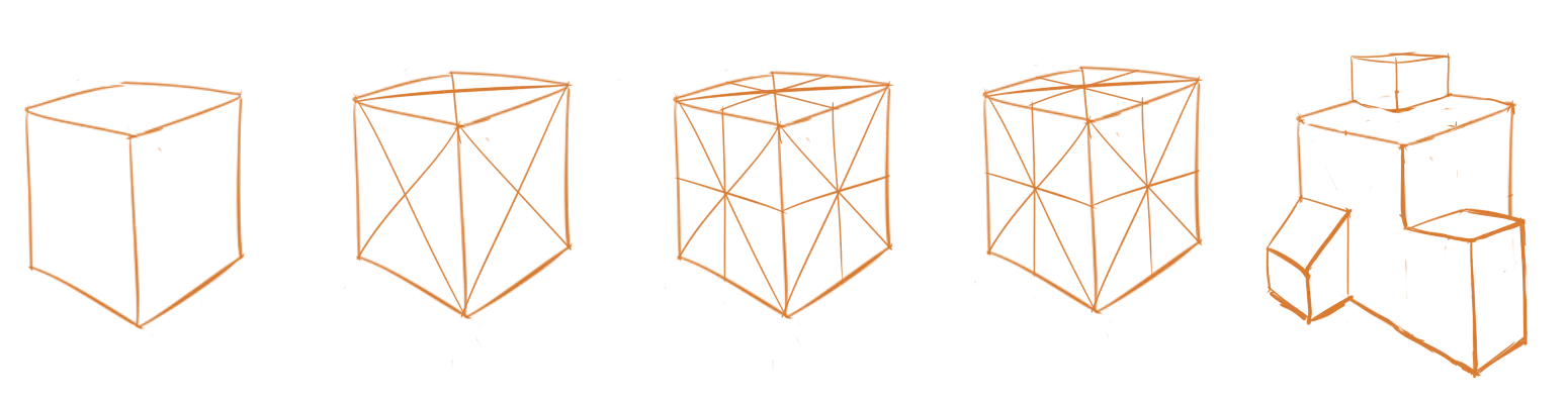 An exercise combining multiple cubes in perspective.