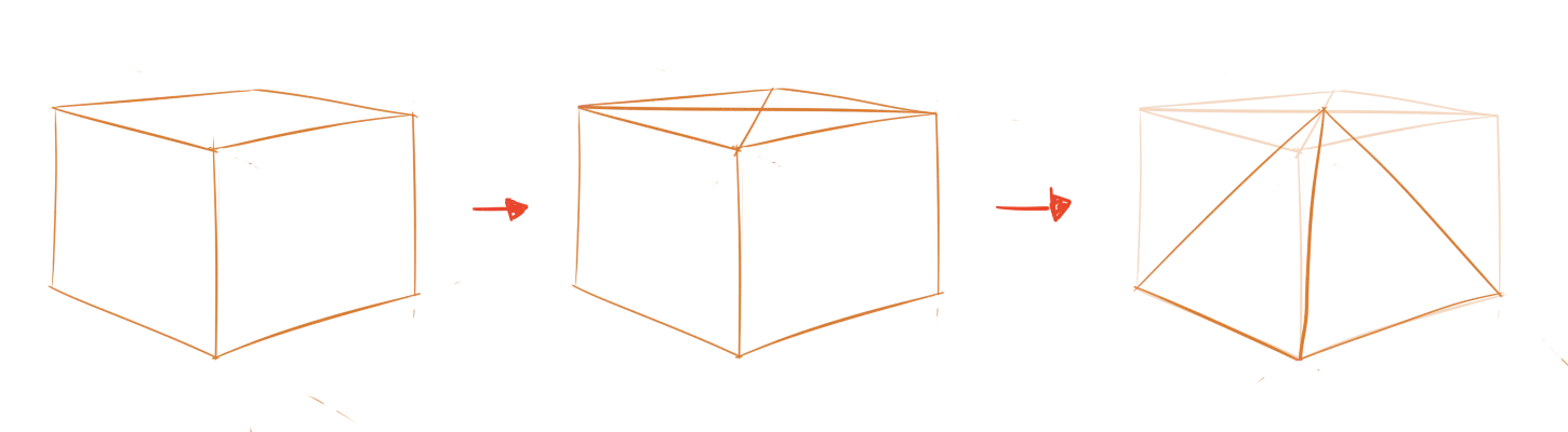 Example of drawing a perfect pyramid.
