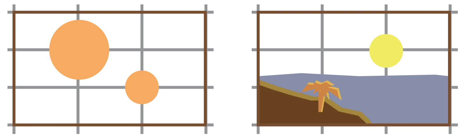 Easy asymmetric balance through rule of thirds.