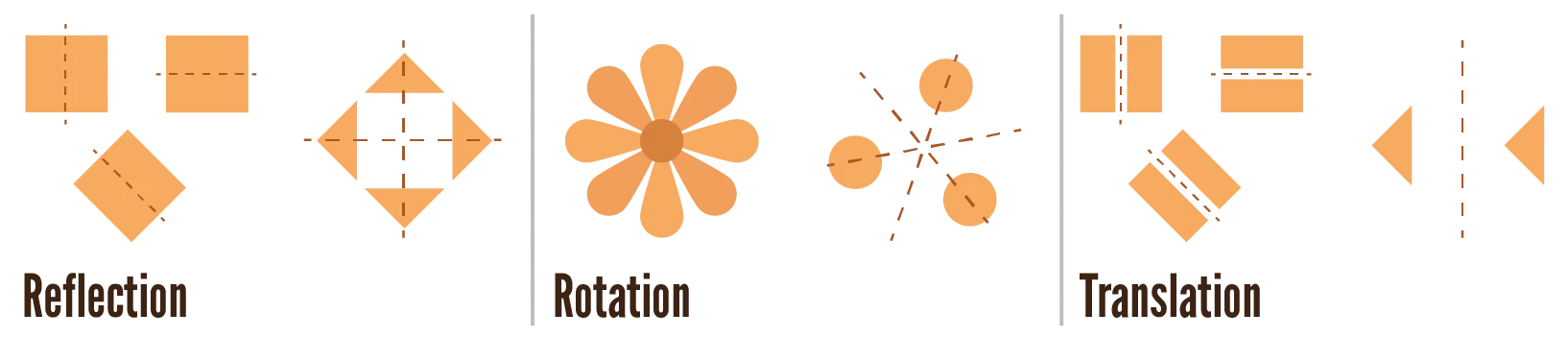 The different types of symmetry.